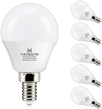E12 LED Bulb 60W Equivalent Candelabra Light Bulbs 2700K Warm White | Small Base Light Bulb, 6W A15 LED Ceiling Fan Light Bulbs, CRI85+, 120V 600LM Round Bulb for Chandelier, Non-Dimmable 6 Pack