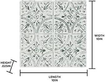 InHome NH3149 Chelsea Antique White Peel & Stick Tin Tiles, Metallic