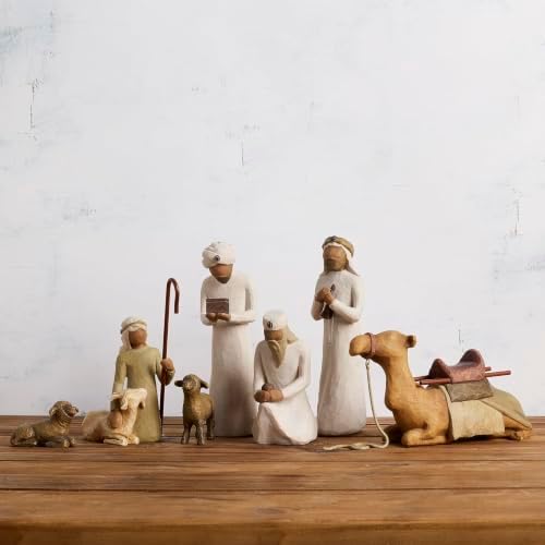 Willow Tree Shepherd and Stable Animals, Sculpted Hand-Painted Nativity Figures, 4-Piece Set | Designed by Artist Susan Lordi, Build the Nativity Scene, a Timeless Holiday Tradition to Display on Mantel or Tabletop