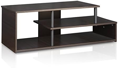 Furinno Econ Low Rise TV Stand, Espresso/Black | Open Shelf, TV Console for TV up to 46 Inch, for Living Room, Bedroom