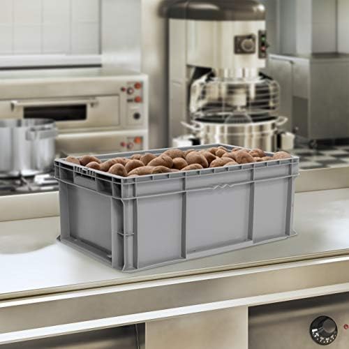 Buckhorn SW3215080201000 Plastic Straight Wall Storage Container Tote, (32-Inch x 15-Inch x 7-1/2-Inch), light grey