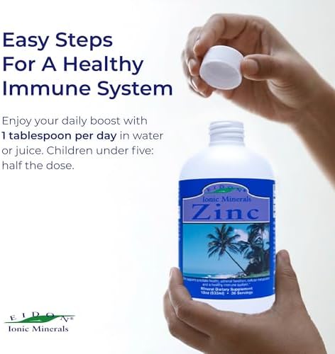 Eidon Ionic Minerals - Liquid Zinc Concentrate, Ionic Zinc Sulfate - 2 oz | Supplement Drops for Men, Women, & Kids, Support Immune System, Hair and Skin, Liver and Kidney Health