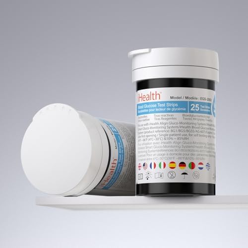 iHealth Blood Glucose Test Strips, 50 Count, No Coding, for iHealth Meters | Compatible with iHealth Meters Only, 0.7 µL Sample, 5-Second Results, Two-Vial Freshness, Blood Sugar Test Strips