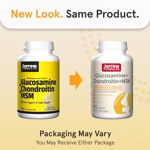 Jarrow Glucosamine, Chondroitin, and MSM, 120 Capsules | Joint Support Supplement With Vitamin C And Manganese, Bone & Joint Health, 120 Capsules, 30 Day Supply
