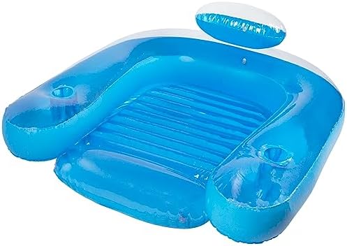 Poolmaster Paradise Water Chair, Inflatable Adult Pool Float Lounge Chair with Backrest, Armrests & Dual Cup Holders, Comfortable Floating Seat for Pool, Lake, Beach or River Relaxation