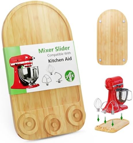 2-in-1 Mixer Sliding Mat with Attachment Storage for KitchenAid Stand Mixer, Bamboo Mixer Slider Pad for KitchenAid 4.5-5 Qt Tilt-Head Mixer