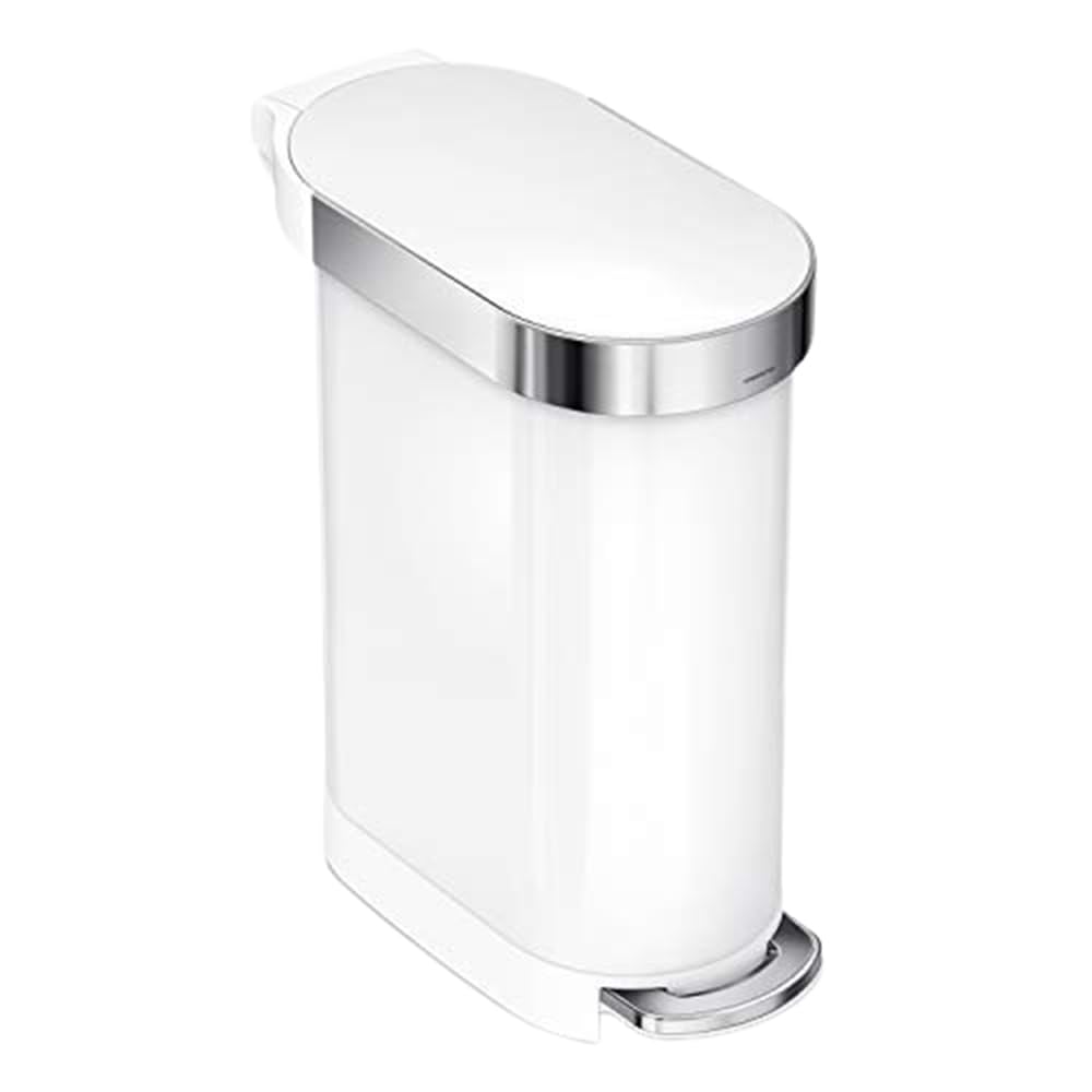simplehuman 45 Liter / 12 Gallon Slim Hands-Free Kitchen Step Trash Can, Brushed Stainless Steel