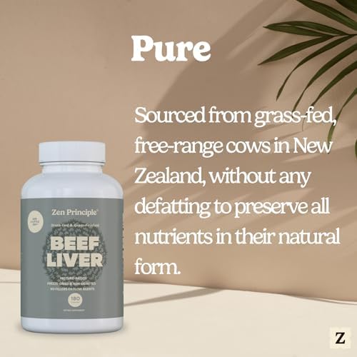 Zen Principle Ultra-Pure Desiccated Beef Liver, Grass-Fed & Finished New Zealand, No Hormones or GMOs, Natural Energy & Workout Support with Iron