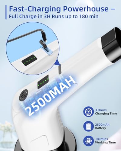 Electric Spin Scrubber, Cordless Power Scrubber for Bathroom Cleaning, 6 Replaceable Brush Heads, 360 RPM, Long Battery for Tub, Tile, Grout & Floor