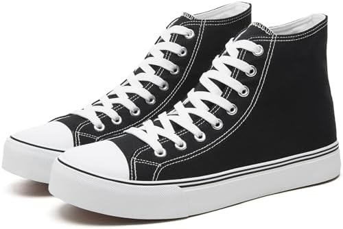 yageyan Men’s High Top Canvas Sneakers Fashion Lace up Walking Shoes Casual Classic