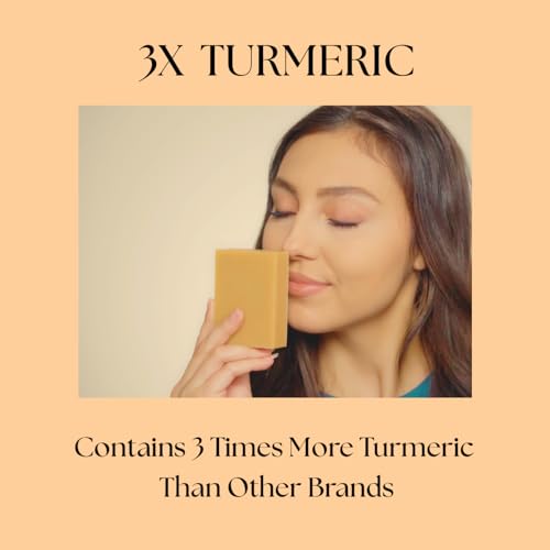 Turmeric Soap for Face & Body, Handmade, Cold Process, Organic. 4.5 oz | Gentle turmeric face wash & cleanser for glowing skin that feels refreshed, soft & balanced. Made in the USA