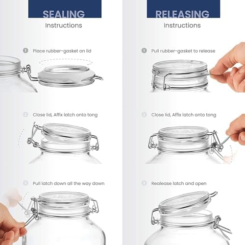 Bormioli Rocco Fido Glass Jar with Airtight Clamp Lid, 67.75 Oz - Clear | Italian Glass Fermentation Jar for Kombucha, Kimchi, Pickles & Sauerkraut