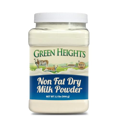 Non Fat Dry Milk Powder - 3 Pounds / 1.36 Kilo Jar (42+ Servings) - Proudly Made in America - Healthy Nourishing Essentials by Green Heights