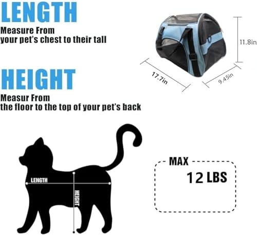 ZaneSun Cat Carrier,Soft-Sided Pet Travel Carrier for Cats,Dogs Puppy Comfort Portable Foldable Pet Bag Airline Approved (Small Blue)