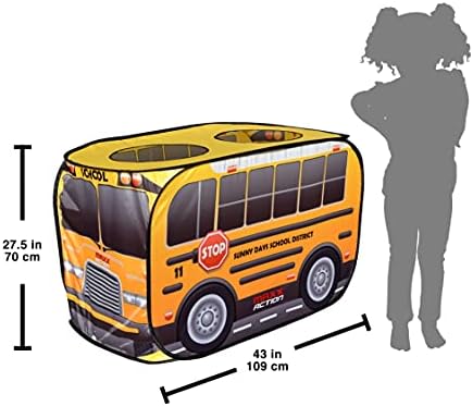 Sunny Days Entertainment Pop Up School Bus – Indoor Playhouse for Kids | Yellow Vehicle Toy Gift for Boys and Girls