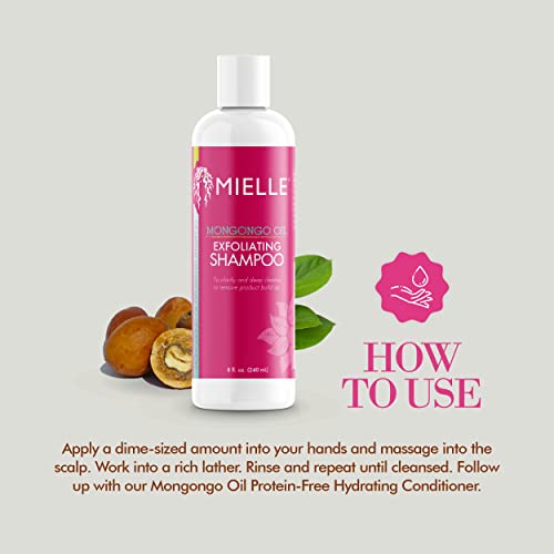 Mielle Organics Mongongo Oil Exfoliating Hair Shampoo - Sulfate-Free Shampoo & Scalp Exfoliator to Remove Dirt