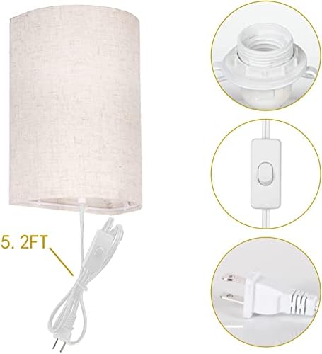 AVV Wall Sconces Set of Two, Wall Lamp Plug in with On/Off Switch, 2700K 4000K 5000K Selectable, Wall Lights for Bedroom, Living Room