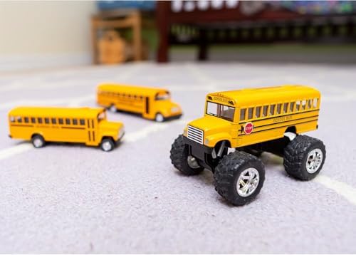 5" Monster School Bus Die Cast Metal Model, Pullback Action Toy Monster Truck