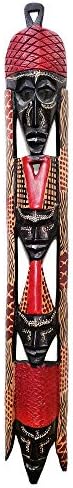 Stoneage Arts African Masks Wall Hanging Art Hand Carving Safari Décor Wall Head Sculpture Wild Animal And Tribal Features Faces Hanging Together