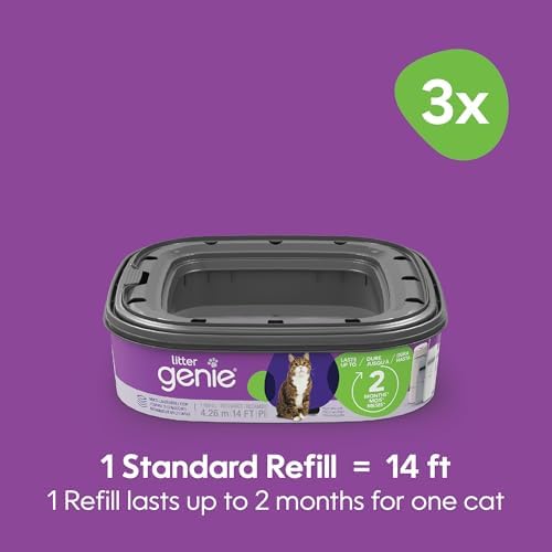 Litter Genie Refill Bags | Standard 3-Pack, 28 total ft | Up to 6 Months of Supply | Ultimate Odor Control Cat Litter Bags
