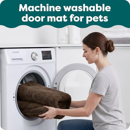 Furhaven 60" x 48" Highly Absorbent Dog Door Mat for Muddy Paws, 100% Washable, Perfect for Entryway, Kitchen