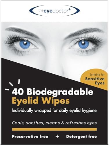 The Eye Doctor Biodegradable Eyelid Wipes - 80 x Single Use Eye Cleaning Wipes for Daily Lid Care - Individual Preservative Free Sensitive Eye Cleaner - Soothes Cleans and Refreshes