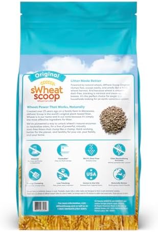 sWheat Scoop Natural Wheat Multi-Cat Litter, Superior Clumping with Odor Neutralizing Enzymes, 25 Pound Bag