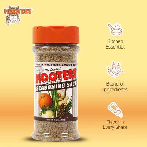 The Original Hooters Seasoning Salt - Onion & Garlic Flavored All Purpose Blend for Meat, Fries, Burger, Seafood, Beef, Salad, Chicken Seasoning - 147 Servings - 6.5 oz