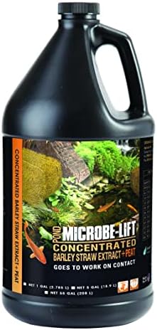 Microbe-Lift Concentrated Barley Straw Extract Plus Liquid Peat Conditioner for Ponds and Outdoor Water Garden, Safe for Live Koi Fish, Plants, and Decorations, 8 Ounces