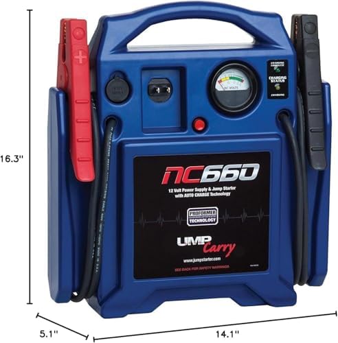 JNC660 Portable Vehicle Starting Unit 1700 Peak Amps 12V Outlet - 2 Pack | Portable 1700-peak-amp vehicle starting unit with heavy-duty clamps