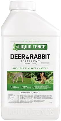 Liquid Fence Deer And Rabbit Repellent Concentrate 32 Ounces, Apply Year-Round | Use to Treat on Gardens, Flowers, Shrubs, Trees & Vines, Covers up to 5,000 Sq. Ft., Harmless to Plants & Animals