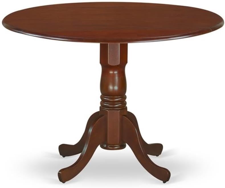 East West Furniture DLBO3-WHI-W 3 Piece Dining Room Table Set Contains a Round Kitchen Table with Dropleaf and 2 Dining Chairs, 42x42 Inch, Linen White