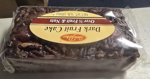 Jane Parker Fruitcake Dark Fruit Cake 1 pound (16 Ounce) Loaf in a Collectible Holiday Tin-Christmas Cake-The Best Fruitcake You Can Buy