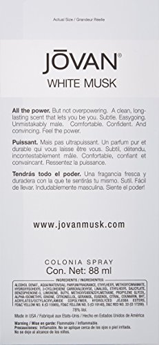 Jovan Musk for Men Eau de Cologne Spray 3 fl oz (Pack of 1), Notes of Carnation, Lavender, and Amber, Men's Fragrance, Long Lasting, Everyday Fragrance, Travel Size