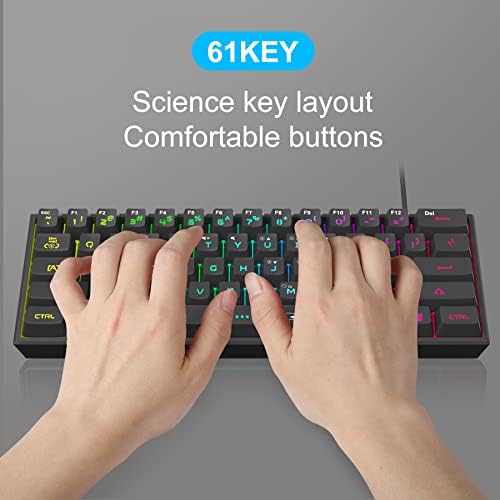 MageGee Mini 60% Gaming Keyboard, RGB Backlit 61 Key Ultra-Compact Keyboard