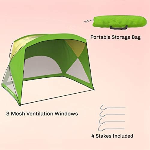 Beach Tent - Sun Shelter for Shade with UV Protection and Water-Resistant Coating for Sports Events and More with Carry Bag by Wakeman Outdoors
