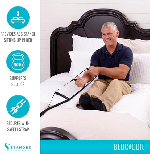 Stander BedCaddie, Pull-Up Assist Bed-Ladder with Non-Slip Handles for Adults, Seniors, and Elderly, Adjustable Length Bed-Lift