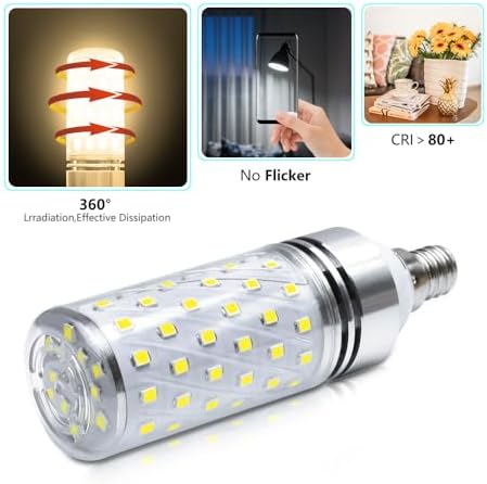 LEDLightsWorld Super Bright E12 LED Corn Bulbs, 16W 1500LM Bulbs, Daylight White 6000K Lights, CRI80+, 120W Incandescent Bulb Equivalent