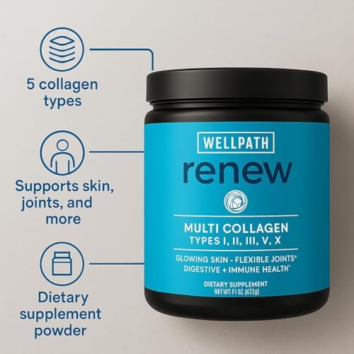 Renew Multi Collagen Peptides Powder for Women & Men, Types I II III V X