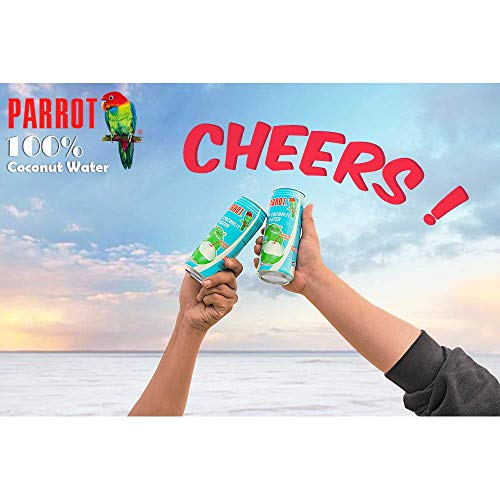 Parrot Brand Coconut Water No Pulp 490ml 16.6 fl. oz.100% Juice Refreshing Coconut Taste Natural Essential Plant Based Non-GMO Electrolytes