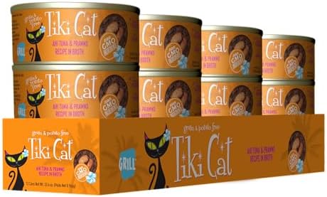 Tiki Cat Grill Wet Cat Food, Ahi Tuna & Prawns, 2.8 oz. Cans (12 Count)