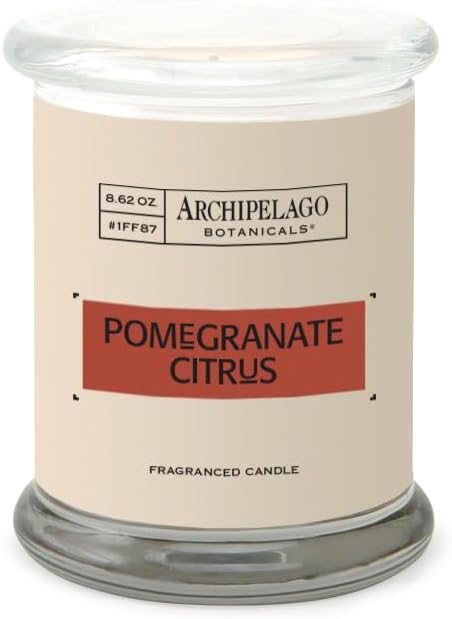Archipelago Botanicals Bergamot Tobacco Soy Candle, 8.6 oz | Hand-Poured Premium Wax, Burns Approx. 60 Hours, Soy Candle in Glass Jar, 4.5 Inch