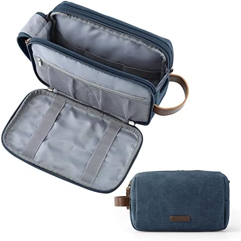 BAGSMART Toiletry Bag for Men, Canvas Travel Toiletry Organizer Dopp Kit Water-resistant Shaving Bag for Toiletries Accessories,Grey-Medium
