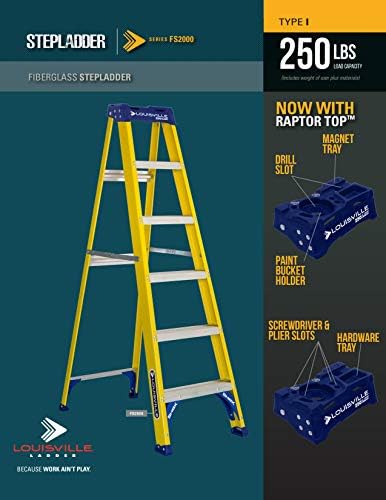 Louisville Ladder 5-Foot Fiberglass Step Ladder, 250-Pound Load Capacity, Type I, FS2005