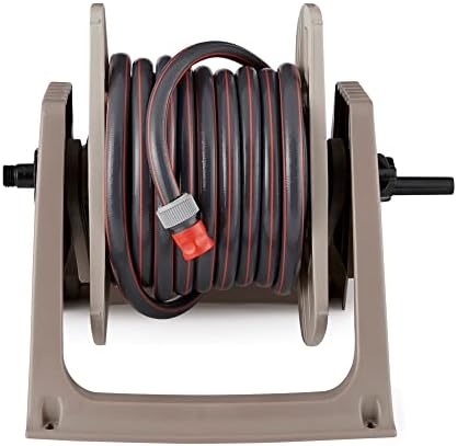 Suncast 100 ft. Tote or Wall Mount Resin Garden Hose Reel with Lid, Taupe