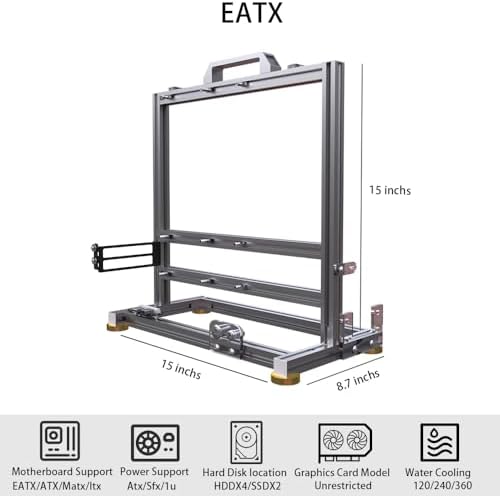 DIY Open Frame PC Chassis, Aluminum Computer Case, Supports ITX Motherboard, Excellent Cooling, Type-C Support