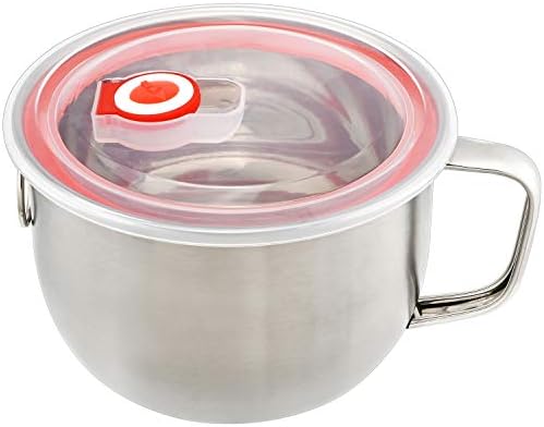 18/8 Stainless Steel Leak Proof Food Storage Container with Handle and Lid, Snack Bowl, Stainless Steel Bento Lunch Box, Soup Bowl, Noodle Pot