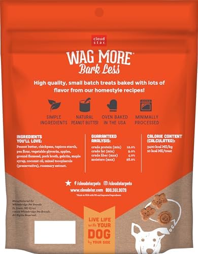 Cloud Star Corp, Wag More Bark Less Soft & Chewy Grain Free Peanut Butter & Apples Dog Treats