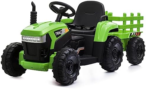 TOBBI Kids Electric Ride On Toy Tractor, Toddlers 12V Battery-Powered Car to Drive