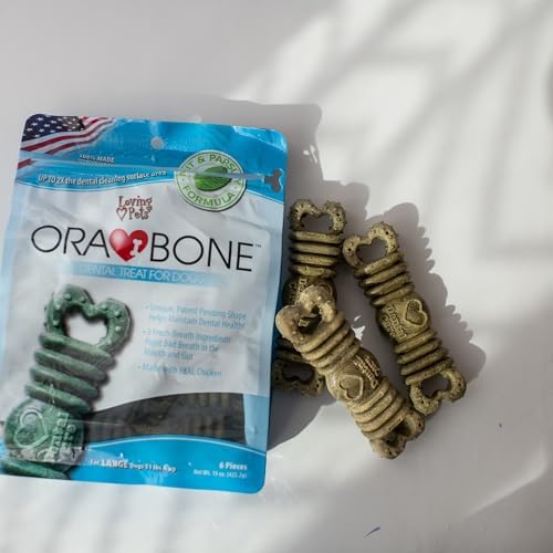 Loving Pets Ora-Bone™ Dental Chews for Dogs – USA Made Dog Dental Sticks with Parsley & Mint – Patented Shape to Reduce Plaque, Tartar, Massage Gums & Freshen Breath (Medium Dogs 14 oz.)